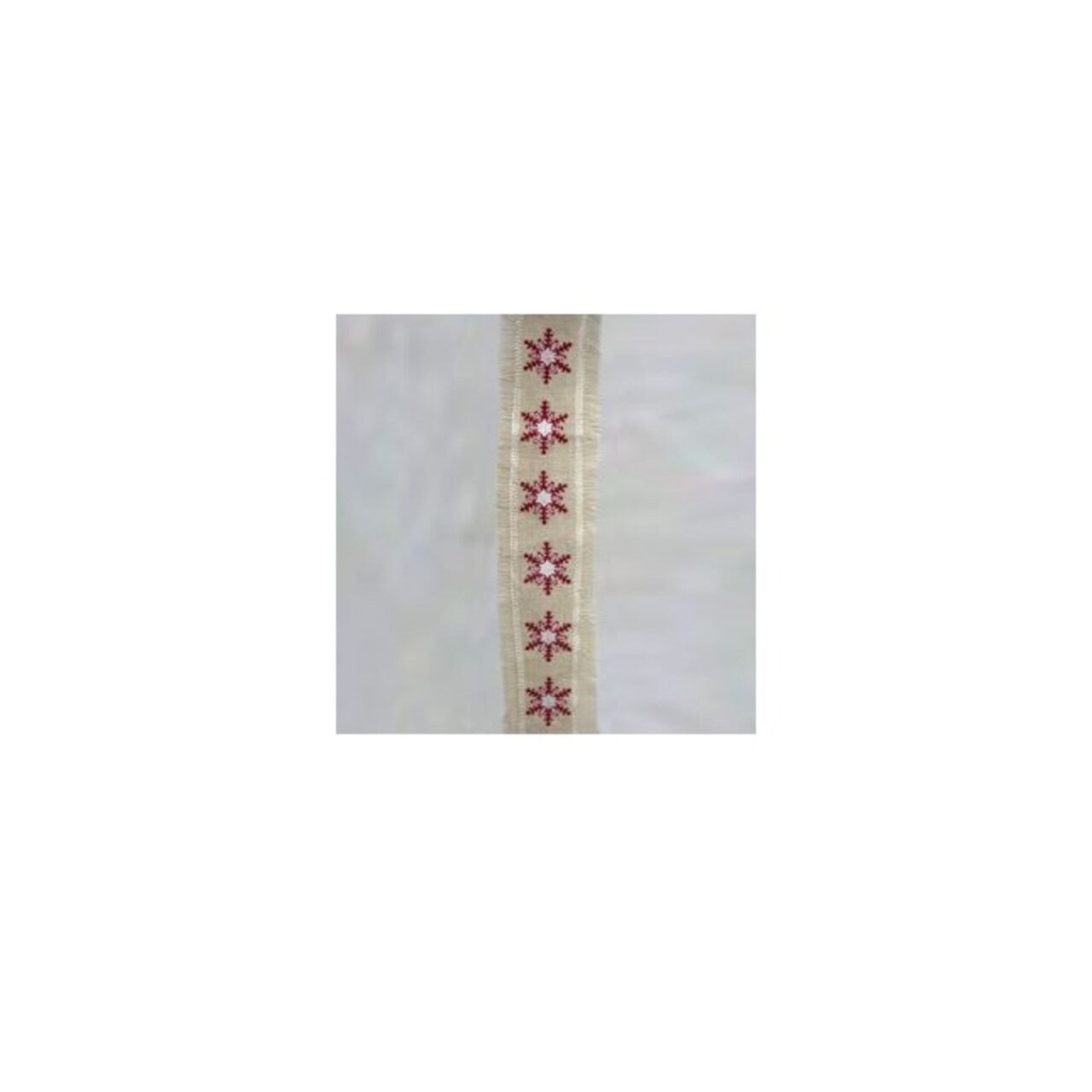 Kurt Adler Embroidered Snowflake Christmas Ribbon - 4" x 5 Yards - Red and Beige - Set of 6